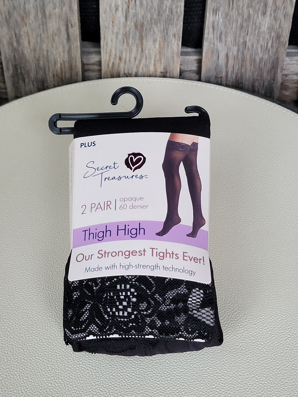 Secret Treasures Thigh High Tights - Black (2 Pair) Plus Size